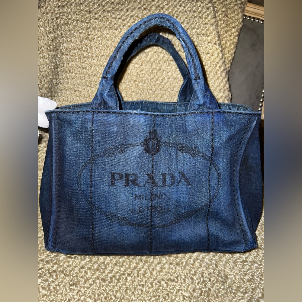 Prada Blue Denim Canapa Tote Bag